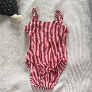 Vintage Red and White Striped Swimsuit